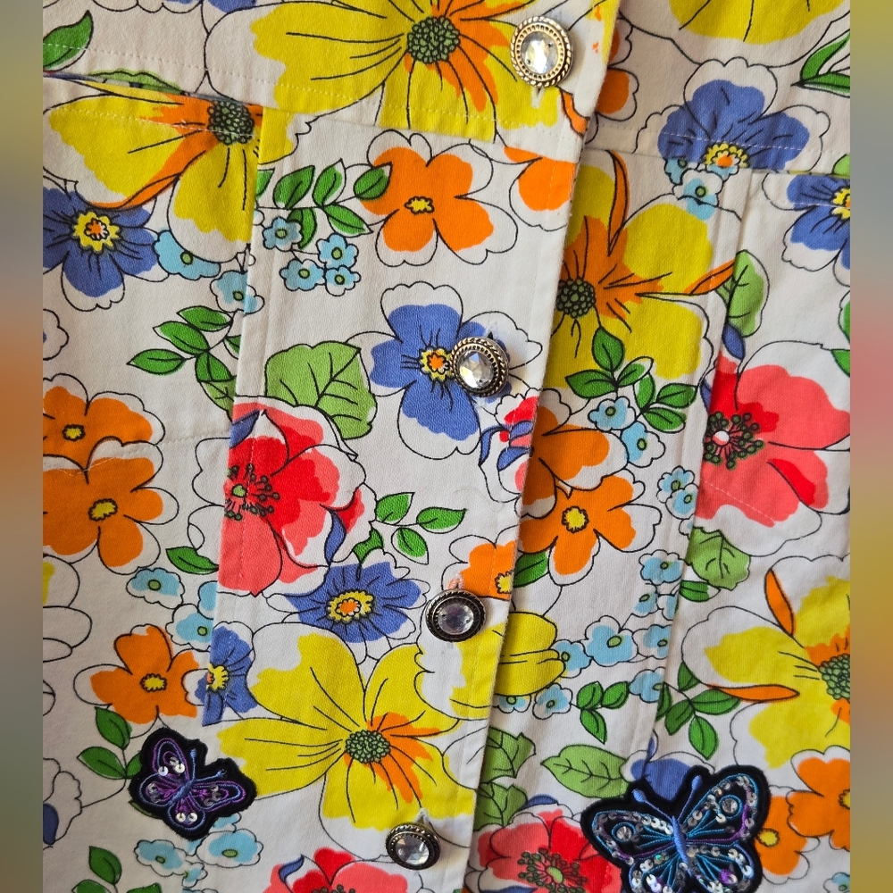 🦋 Breckenridge Vintage Floral Butterfly Patchwork Jacket-MED🌺🌻🌼🏵️🌷🏵️ - Picture 4 of 10